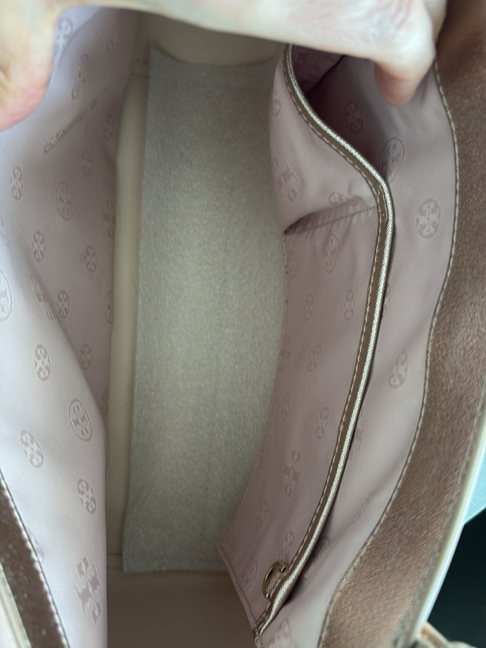 Tory Burch Metallic Rose Tote with Gold Logo - Picture 6 of 8